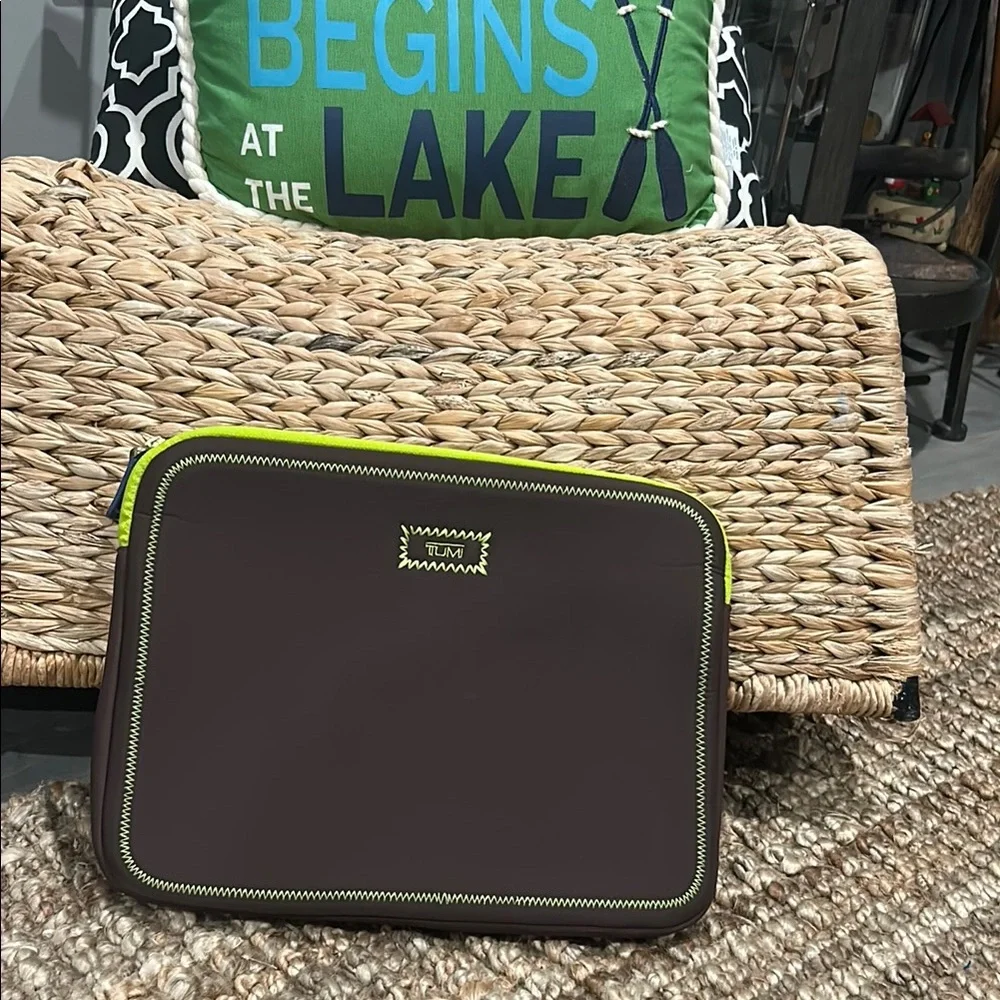 Tumi Brown/Yellowish Green Paisley Printed Laptop Bag